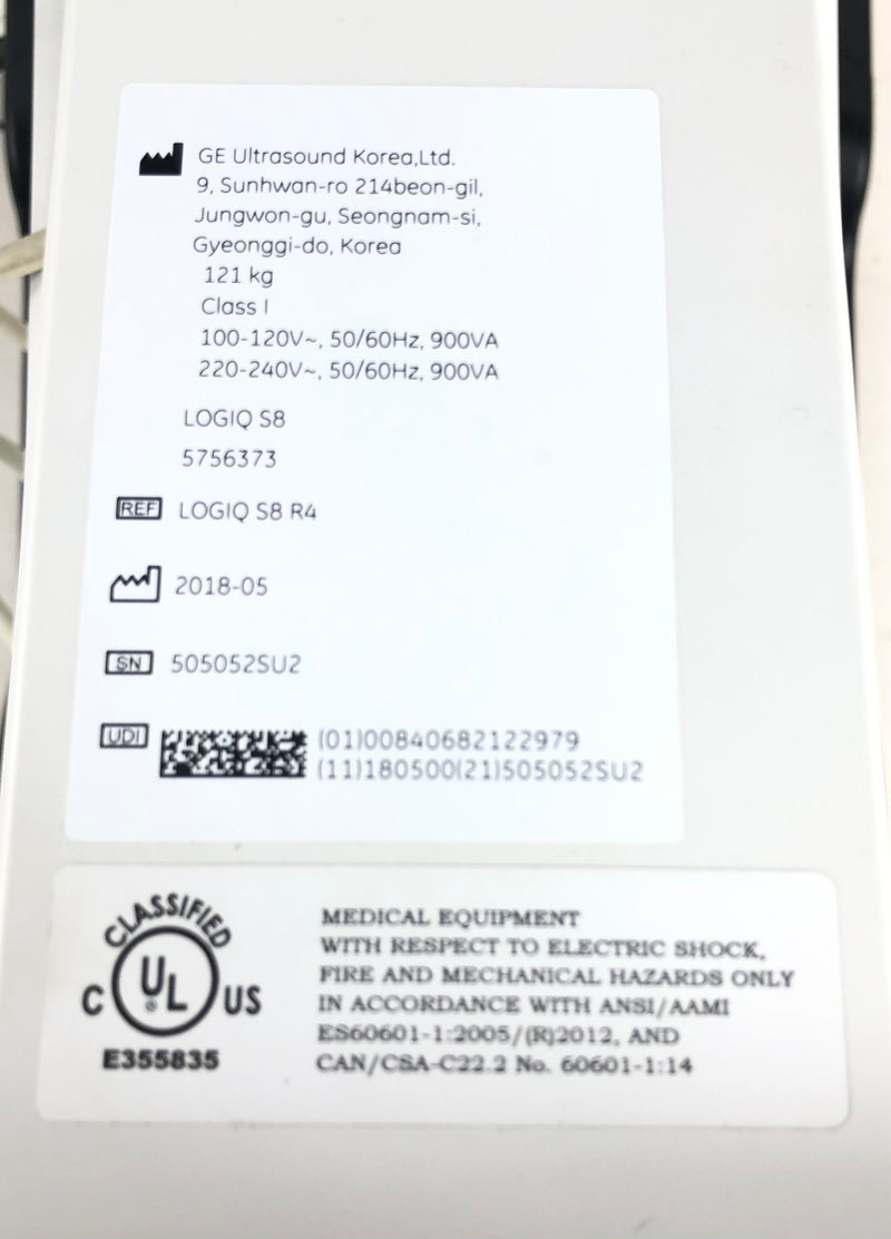 GE Logiq S8 XDClear Ultrasound System with three Transducers [Refurbished]